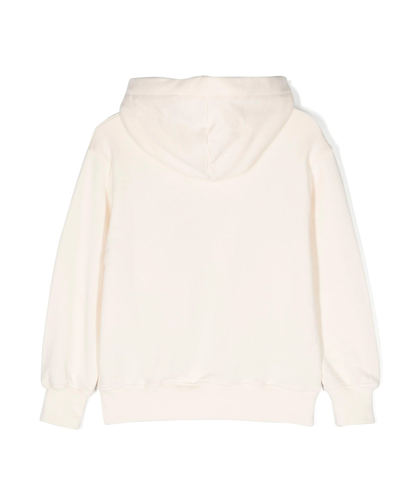 Msgm Kids Felpa con Cappuccio Crema con Stampa Logo Basic