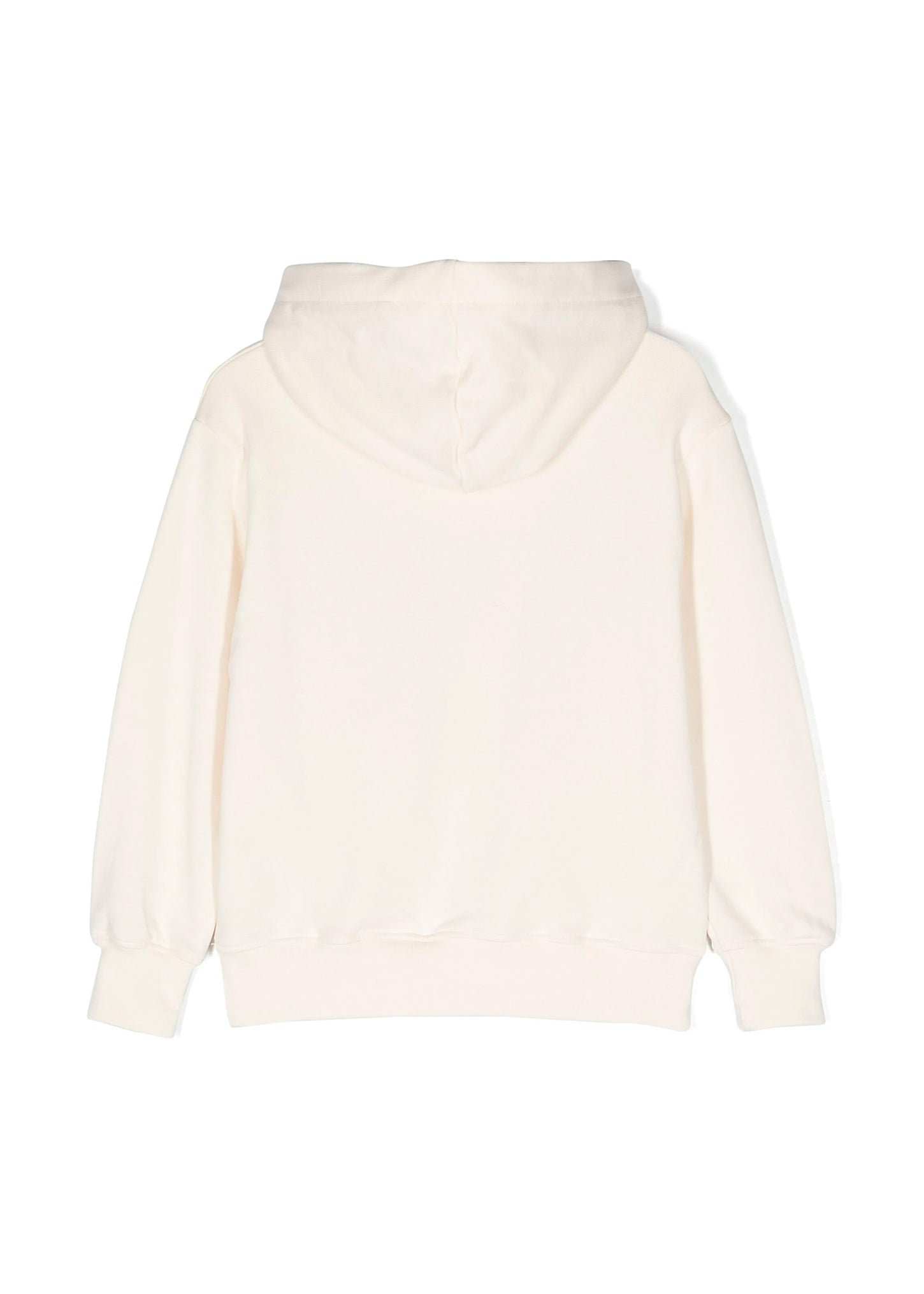 Msgm Kids Felpa con Cappuccio Crema con Stampa Logo Basic