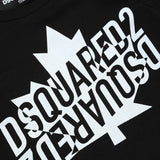 T-shirt Girocollo DSquared2 Kids Nera per Neonati in Cotone | Maniche Corte | Apertura con Bottoni 