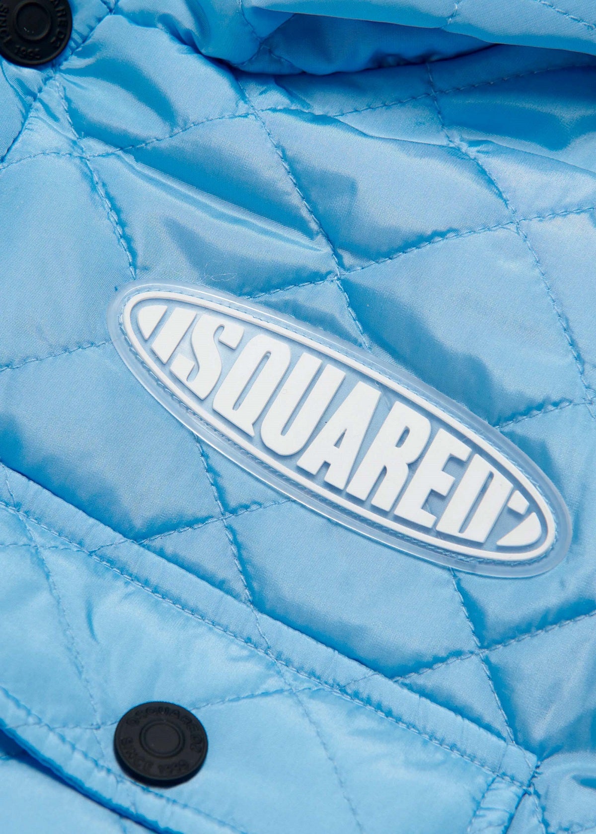 Dsquared2 Kids Piumino Smanicato Celeste con Patch Logo Surf per Bambini